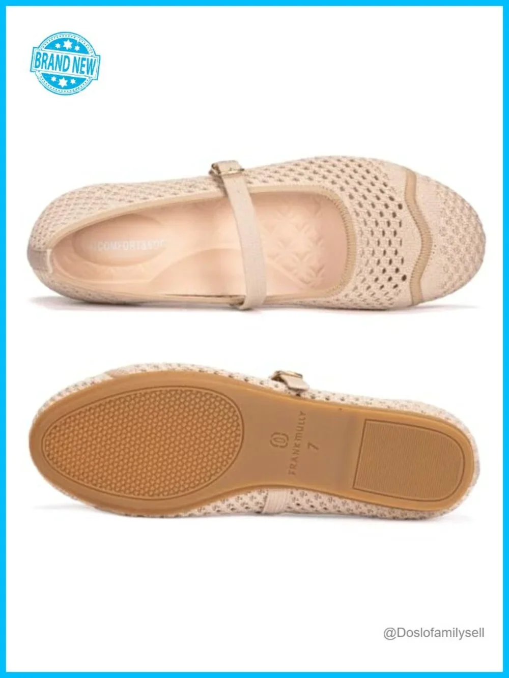Women's Mesh Mary Jane Flats Round Toe Slip-On Breathable Knitted Comfort Shoes